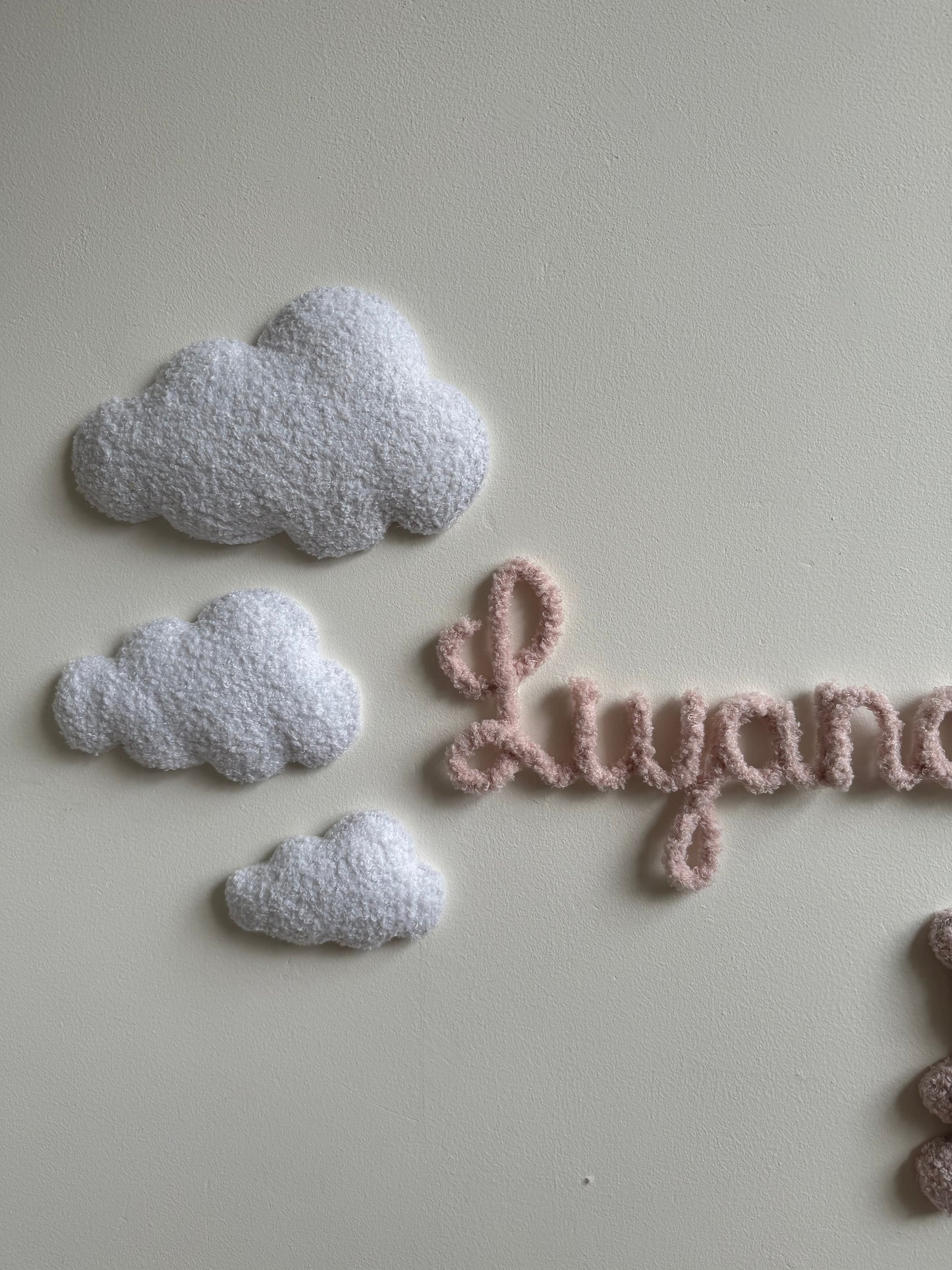 Teddynaam & teddybeer met 3 wolken  | 7-delige set