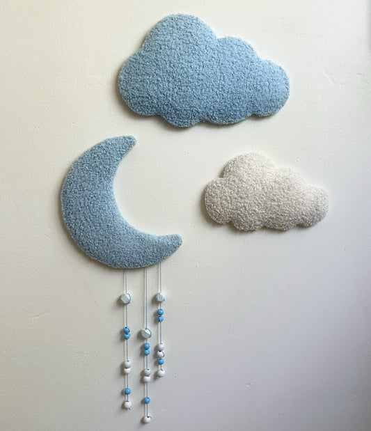 Maan & wolken blauw | 3-delige set