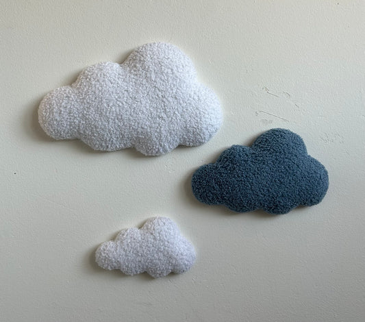 Wit & donkerblauw wolken| 3-delig